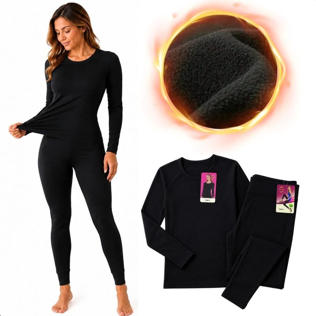 Conjunto Térmico Feminino Segunda Pele Forrada Quente Blusa+Calça - Frio Inverno Myka