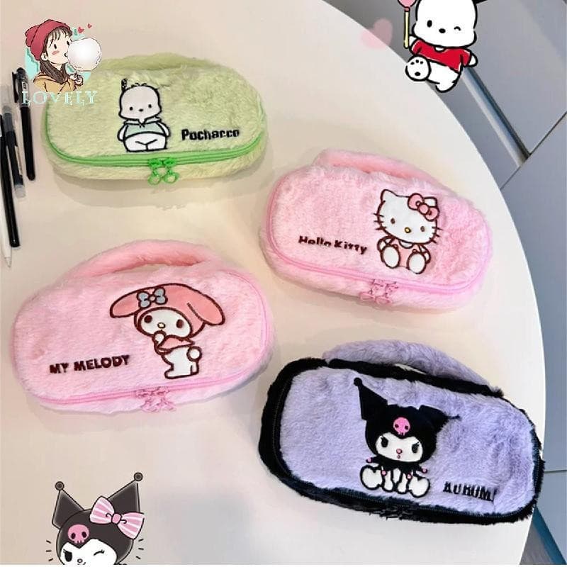Estojo Sanrio Hello Kitty Cute Kuromi My Melody Caixa De Escrita Portátil Bolsa De Cosméticos De Papelaria