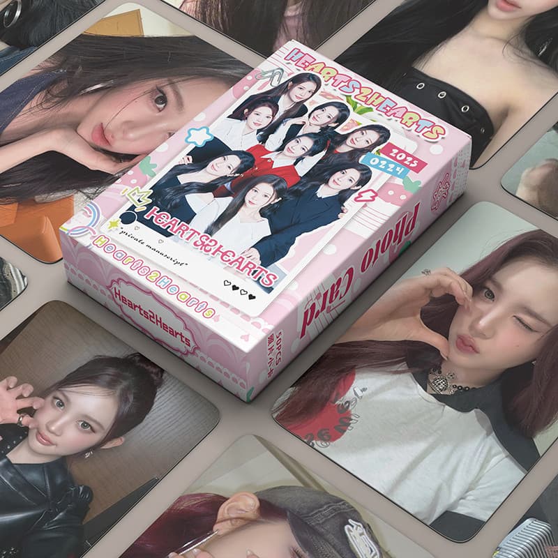 50 Pçs/Caixa Corações 2 Cartão Holográfico Carmen YUHA YE-ON STELLA JUUN IAN JIWOO A-NA H2H Photocard KPOP LOMO