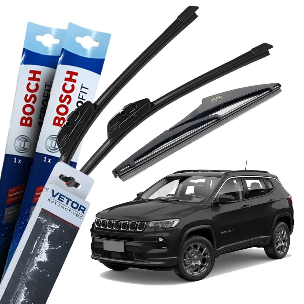 Kit Palheta Bosch Dianteira & Traseira Compass 2017 A 2022 Aerofit Original