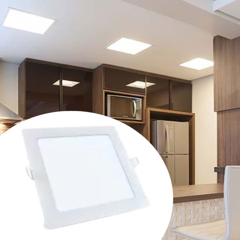 Kit10 Luminaria Painel Plafon Led Embutir Quadrada 18w22x22