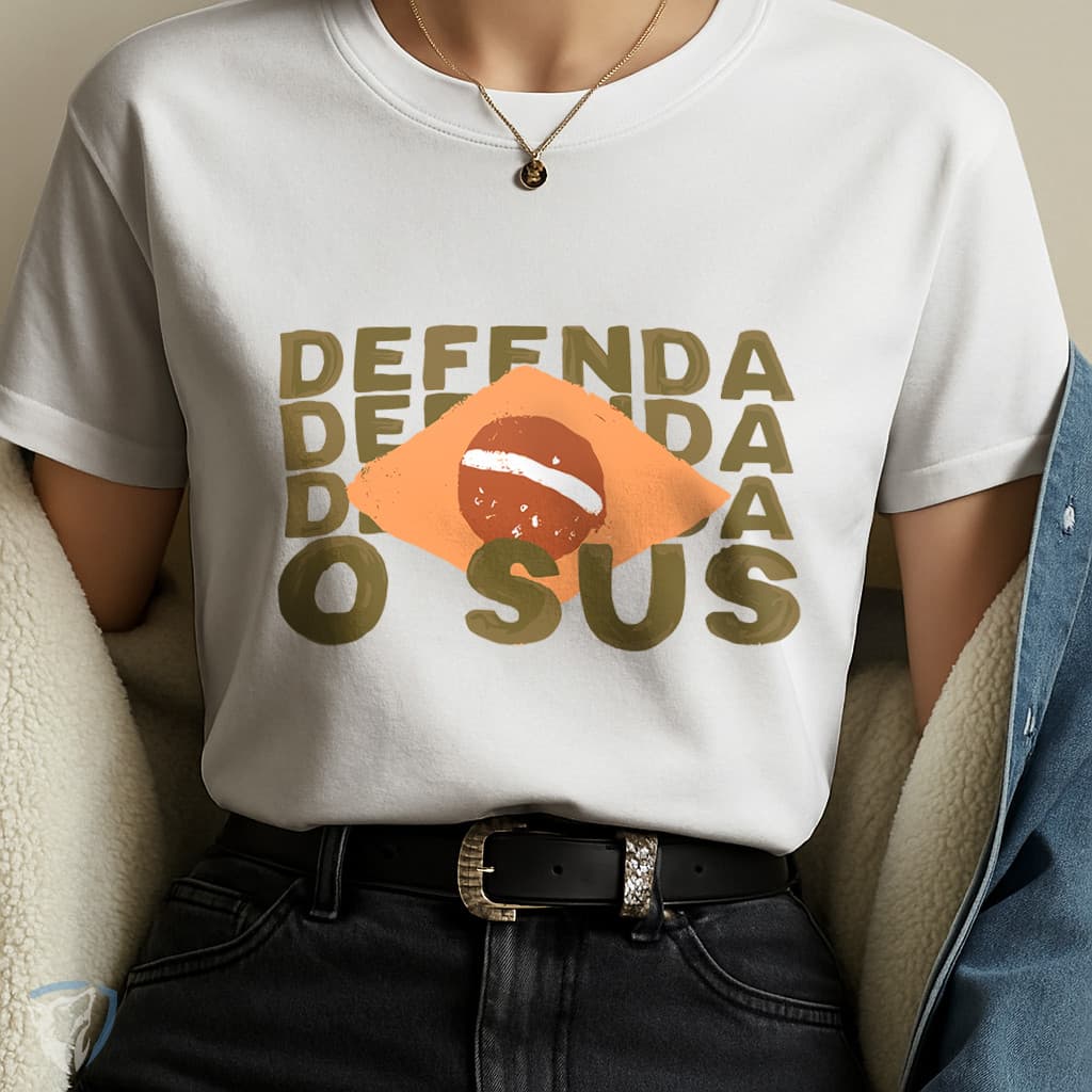 Camiseta Defenda o SUS | Arte Conceitual com Estampa Social Expressiva Premium Estilosa