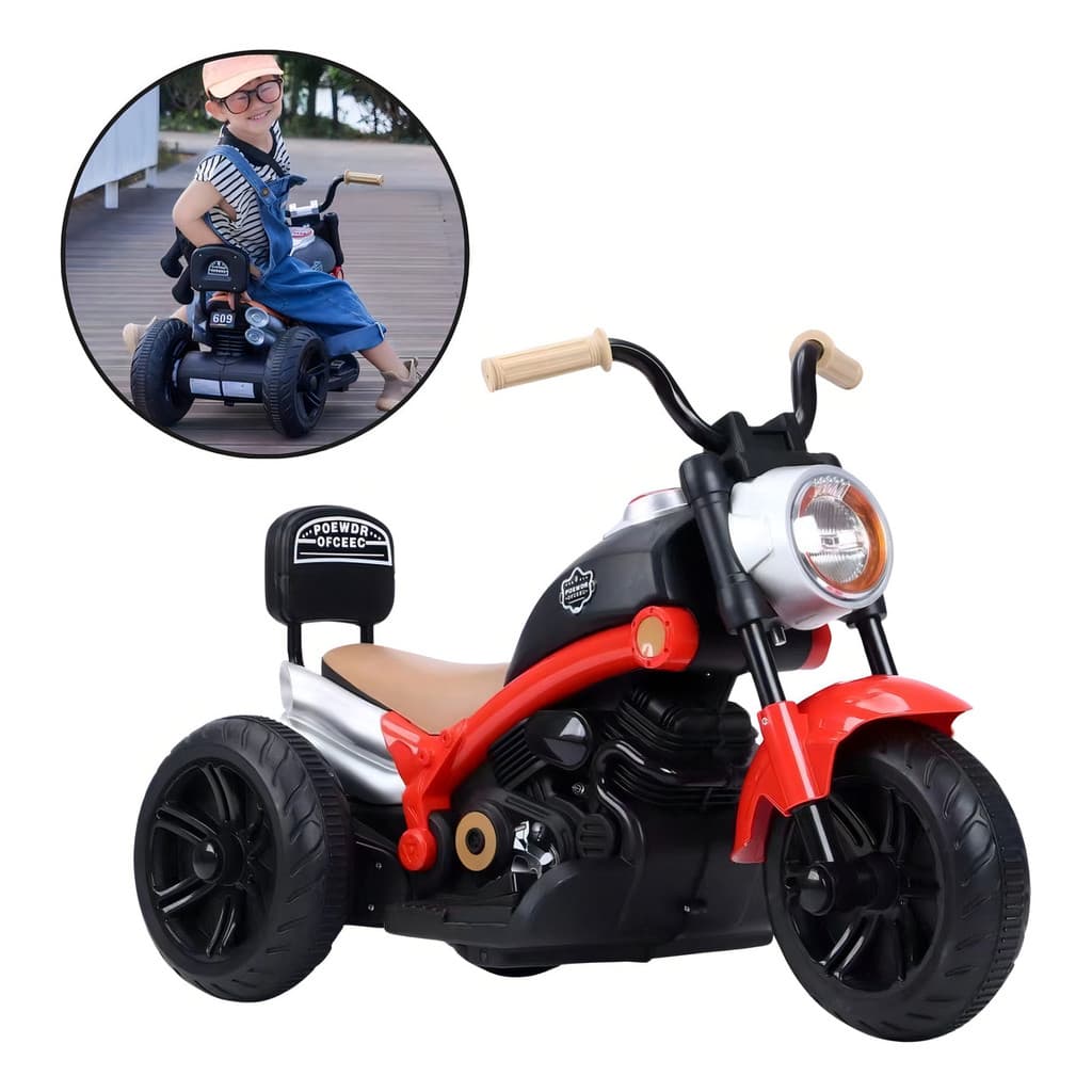Mini Moto Elétrica Infantil 6v Triciclo Chopper Luz E Som Cor Vermelho Voltagem Do Carregador 110v/220v