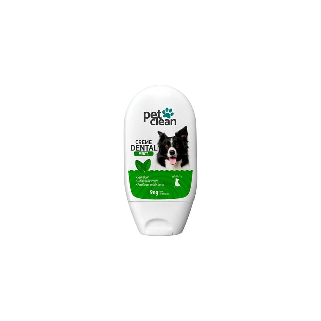 CREME DENTAL  PASTA DE DENTE  SABOR MENTA CÃES E GATOS PET CLEAN 90 G