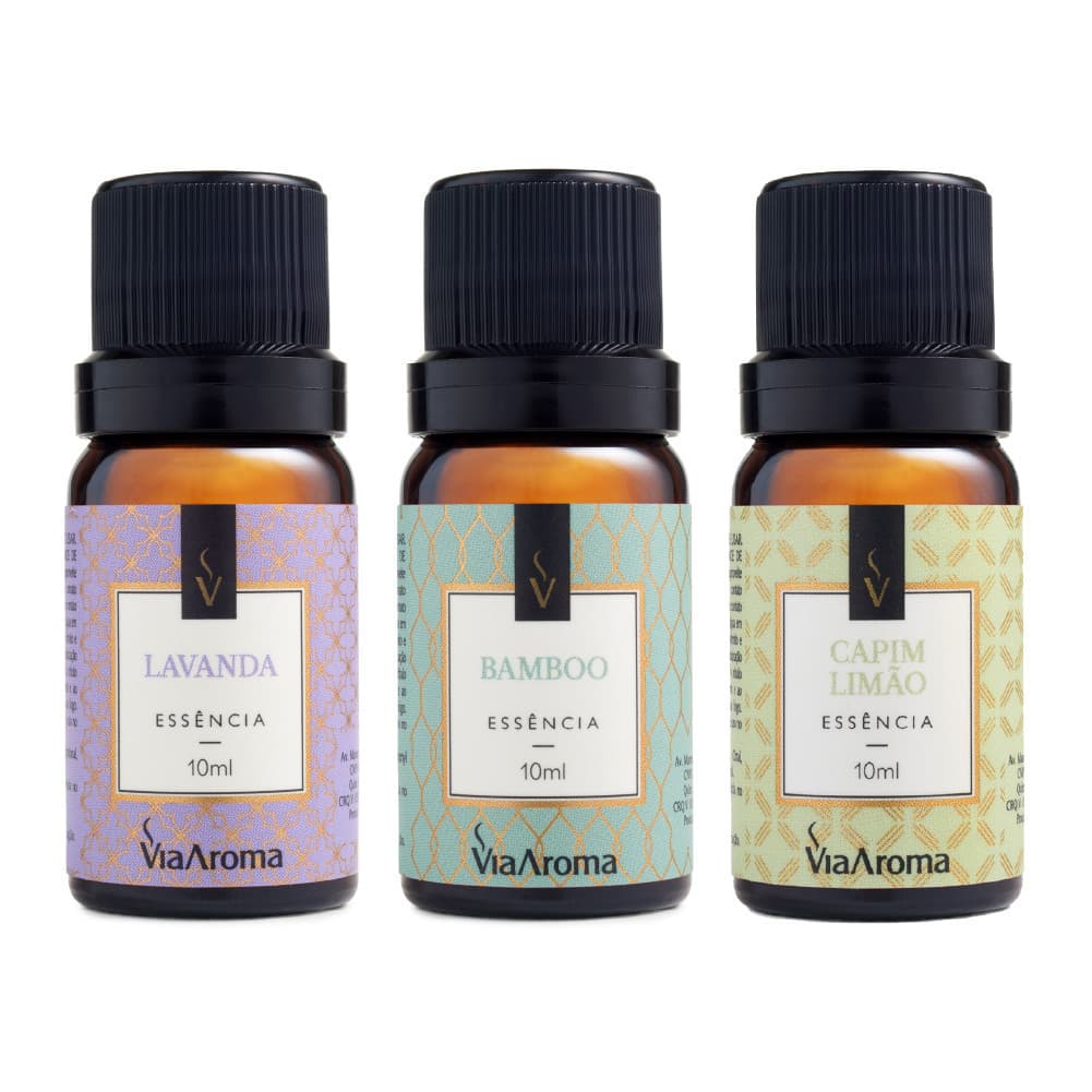 Kit 3 Essências Via Aroma 10ml para Aromatizador de Ambientes