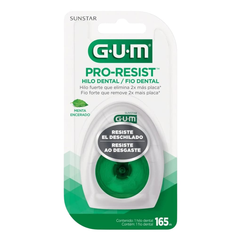 GUM Pro Resist 165 Metros Fio Dental Encerado Sabor Menta Uso Diário