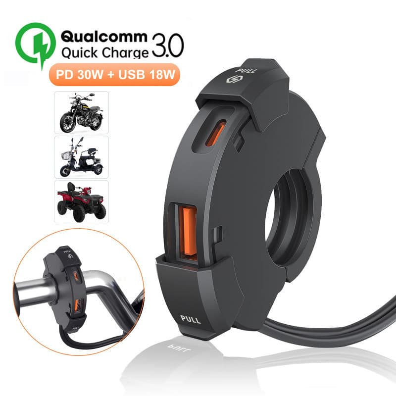 Carregador Universal QC3.0 Para Motocicleta USB De 48W Adaptador De Energia-C À Prova D'água Suporte De Montagem Da Câme