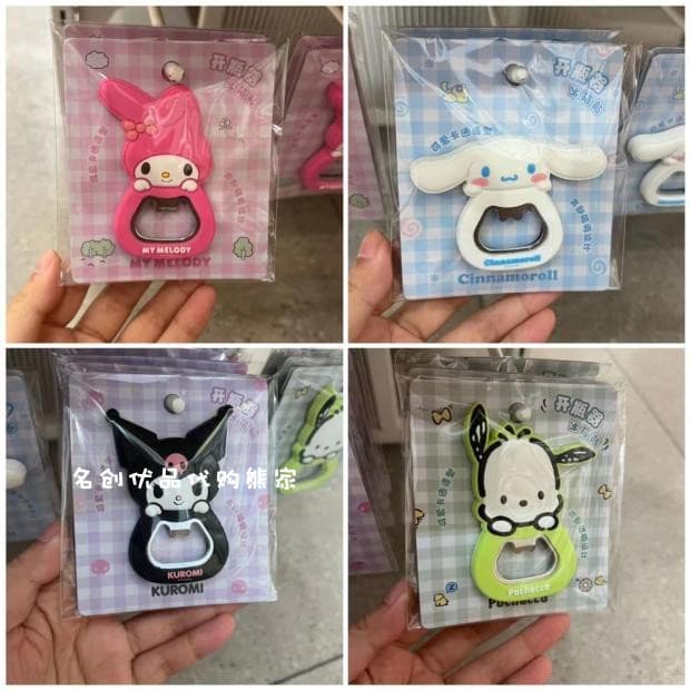 Produto famoso Sanrio Saca-rolhas Imã de geladeira Vidro Cerveja Pacha Dog Kuromi Melody