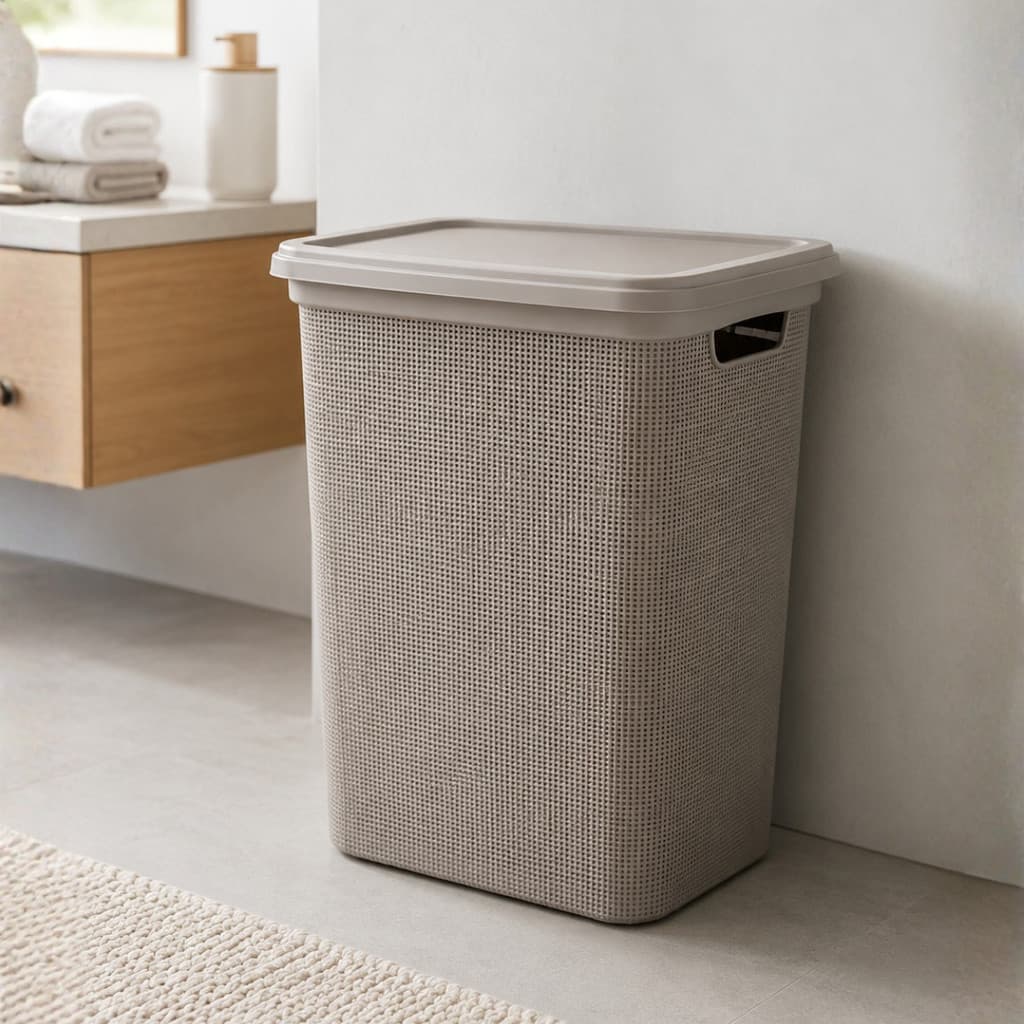 Cesto Rattan com tampa 45L