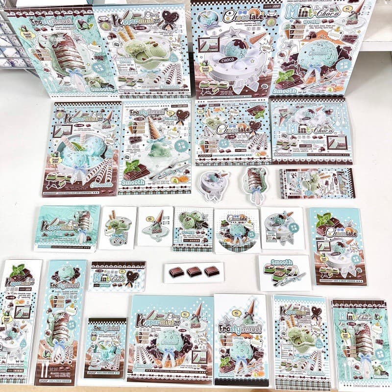 24 Pçs/Set Hortelã-Pimenta Chocolate Vedação Adesivo Conjunto De Cartão De Felicitações Material De Embalagem Decoração