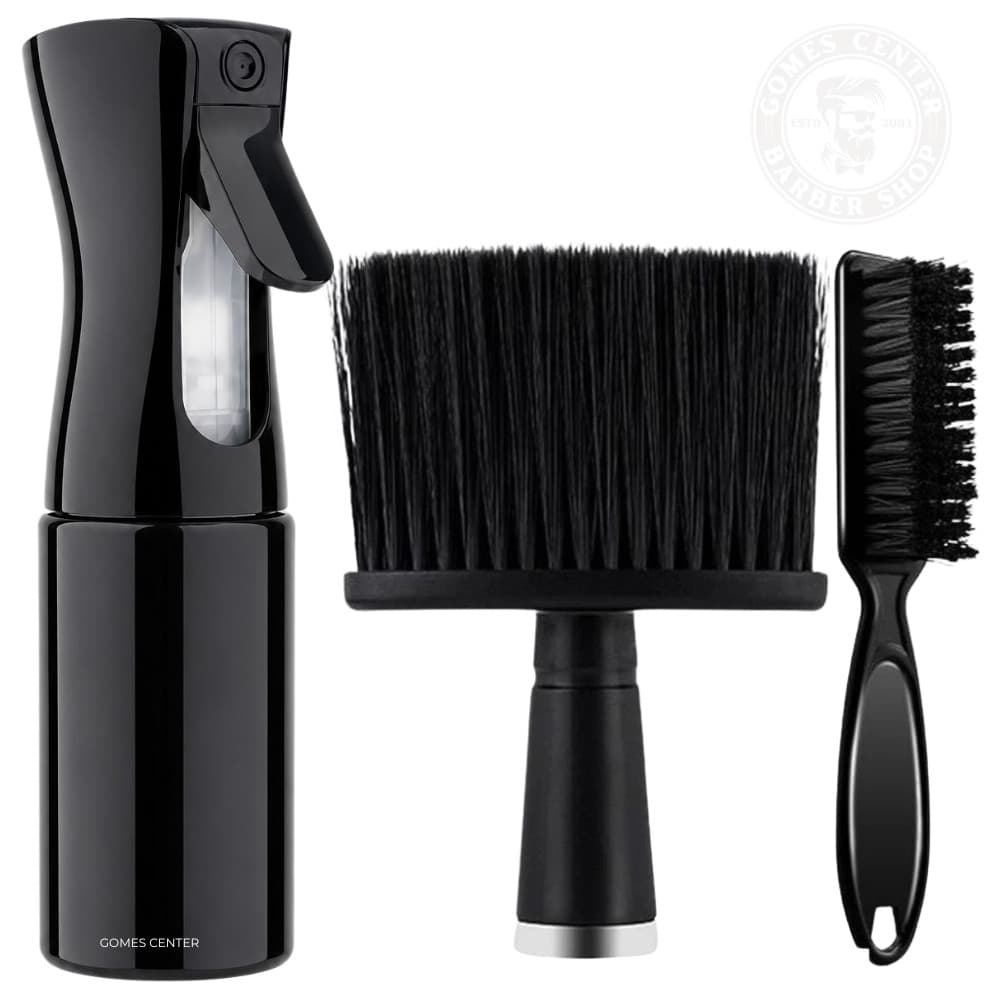 Borrifador Névoa Automático + Escovinha de Disfarce + Esapandor Macio Black Preto Barbearia