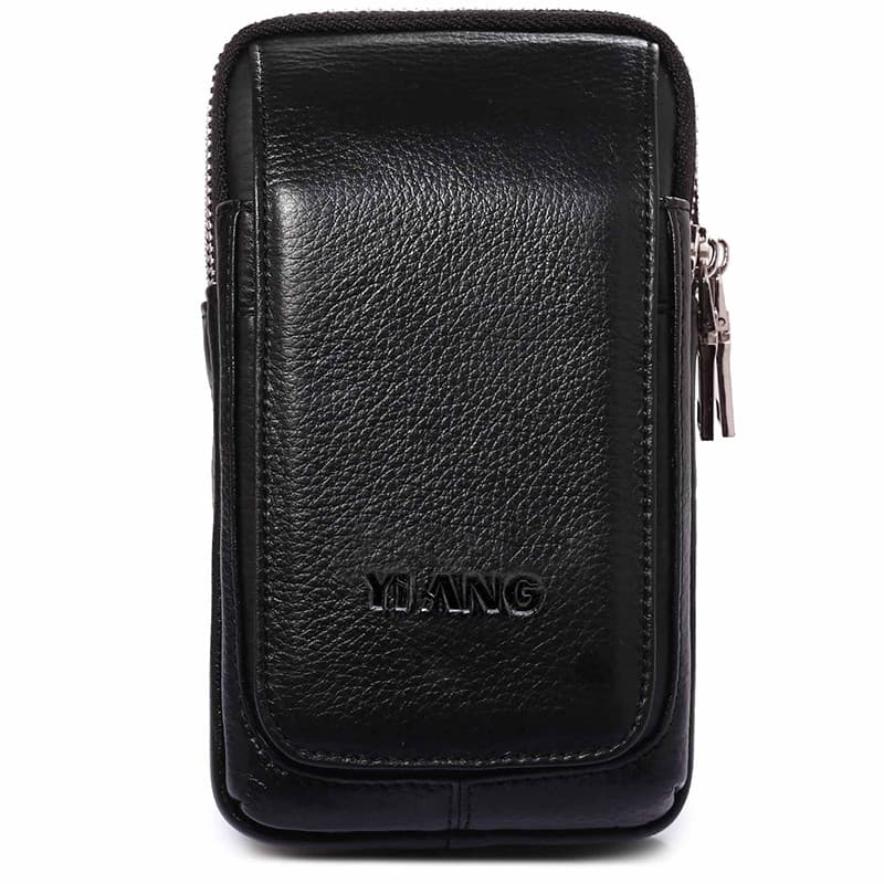 Bolsa de couro masculina de camada dupla, bolsa de cintura pequena, cinto de verão, canteiro de obras, resistente ao des