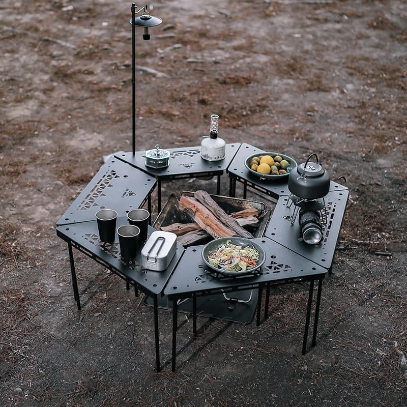Mesa de combinação ao ar livre mesa de churrasco multifuncional mesa de emenda acampamento Surround mesa de jantar prate