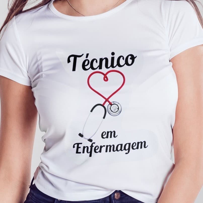 Blusa T shirt Feminina Profissão Tecnico Em Enfermagem Estampada Basica