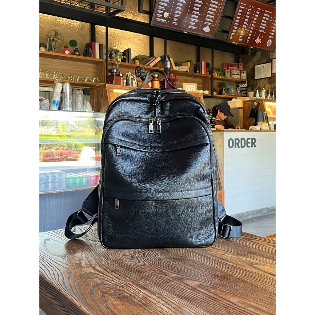 Couro genuíno primeira camada mochila de couro grande capacidade negócios viagem computador mochila moda masculina na mo