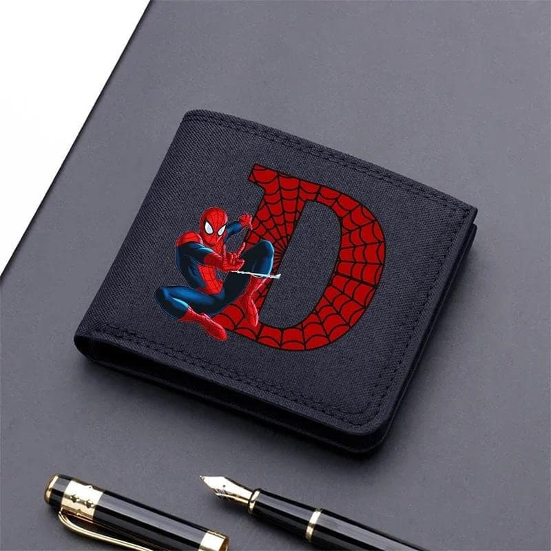 Carteira Com Zíper De Lona Da Moda Az Letras Personalizadas Dos Desenhos Animados Do Homem-Aranha Vários slots Para Cart