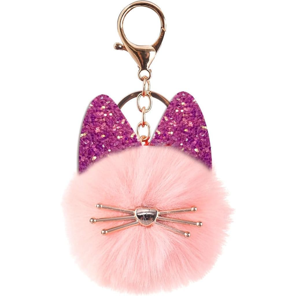 Kawaii Fofo Pelúcia Pom Chaveiro Gato Bonito Bolsa Saco Encantos Para Bolsas Bling Bola De Accessorise Mulher