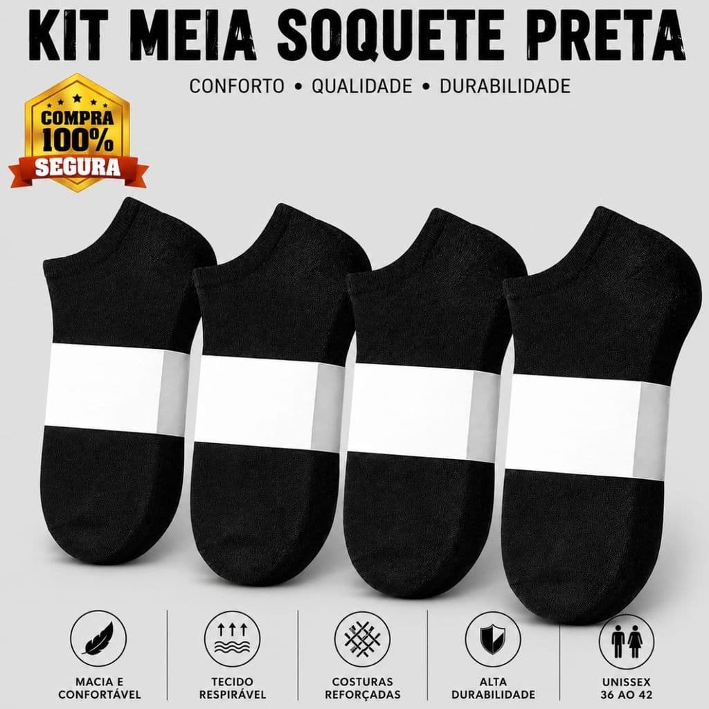 Kit Meias Cano Baixo Unissex 3/6/12/24 Pares Premium