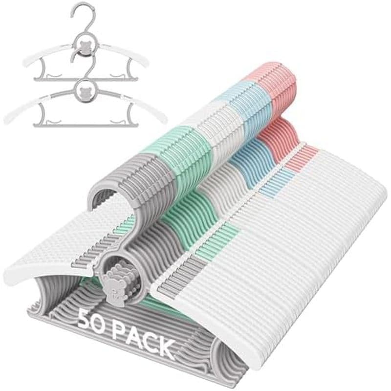 Pacote Com 50 Cabides Para Bebês Armário De Berçário , Infantis Antiderrapantes Ajustáveis Fivela À Prova De Vento , Cal