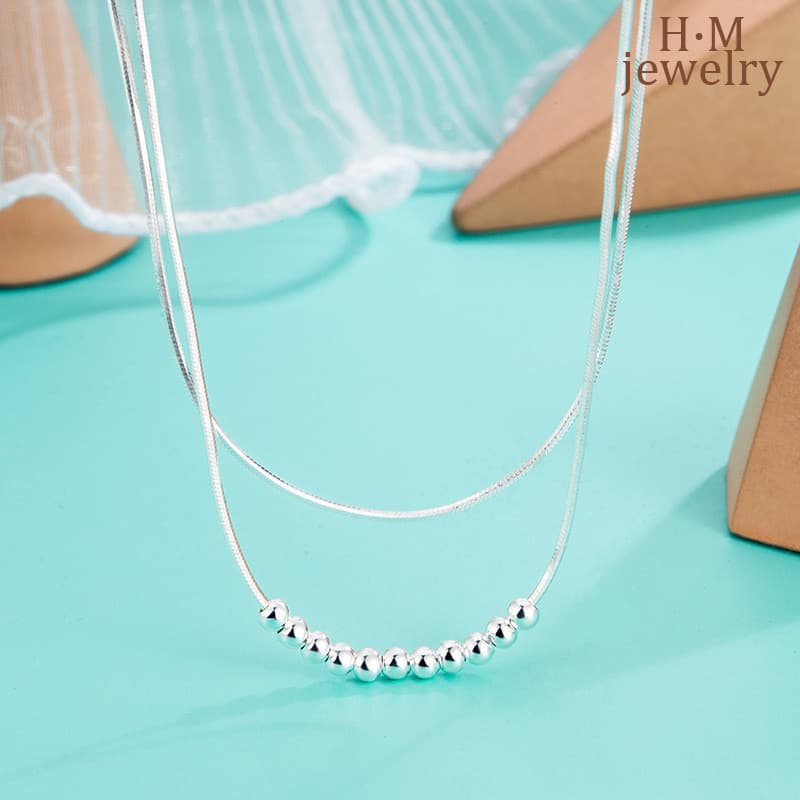 Nova Moda Feminina De Camada Dupla Simples E Elegante Corrente De Clavícula Versátil