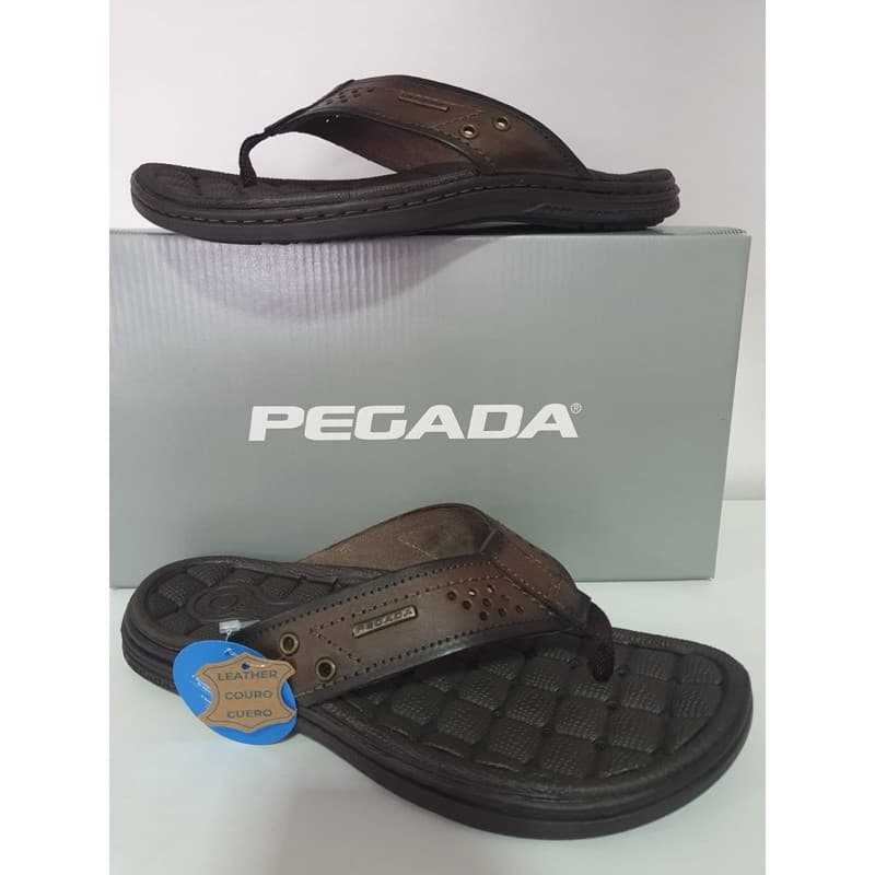 Pegada chinelo masculino elegante em couro anilina cravo 131221