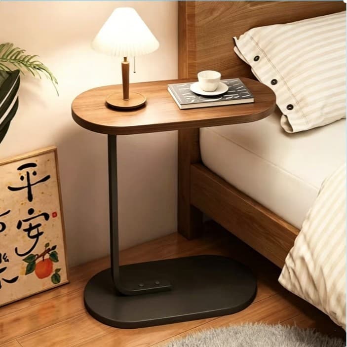 Mesa lateral moderna para sala de estar e quarto - Mesa de centro pequena de madeira com base e mesa lateral