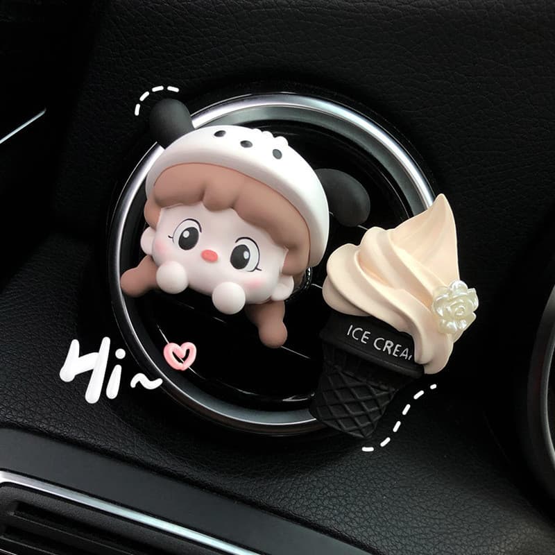 Bonito sorvete menina carro aromaterapia saída de ar do carro decoração Perfume acessórios interiores do carro decoração