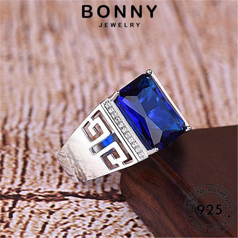 BONNY JEWELRY dominador fretwork aliança masculino de anéis pratas pura berloque solitário prata original safira masc