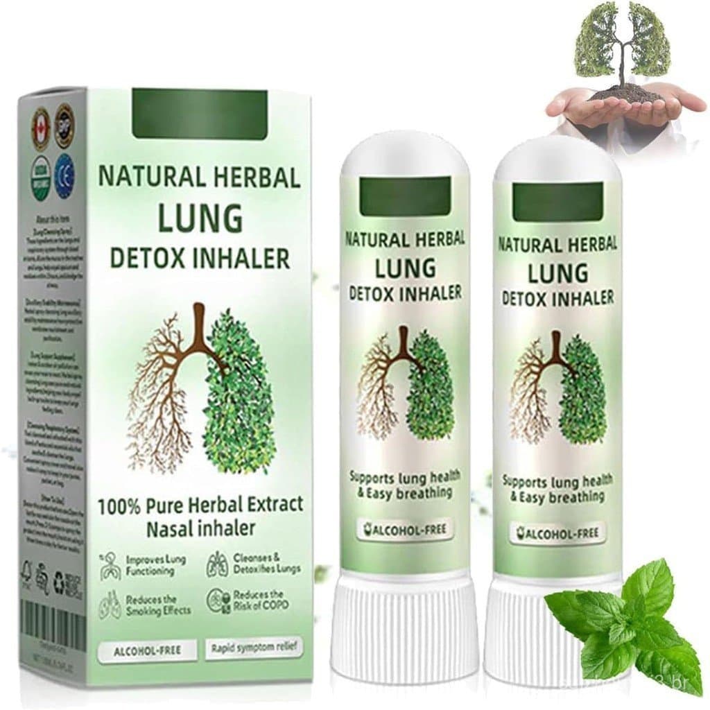 Inalador Detox Herbal Natural, Inalador para Limpeza Pulmonar à Base de Plantas, Inalador Nasal Natural, Inalador para M
