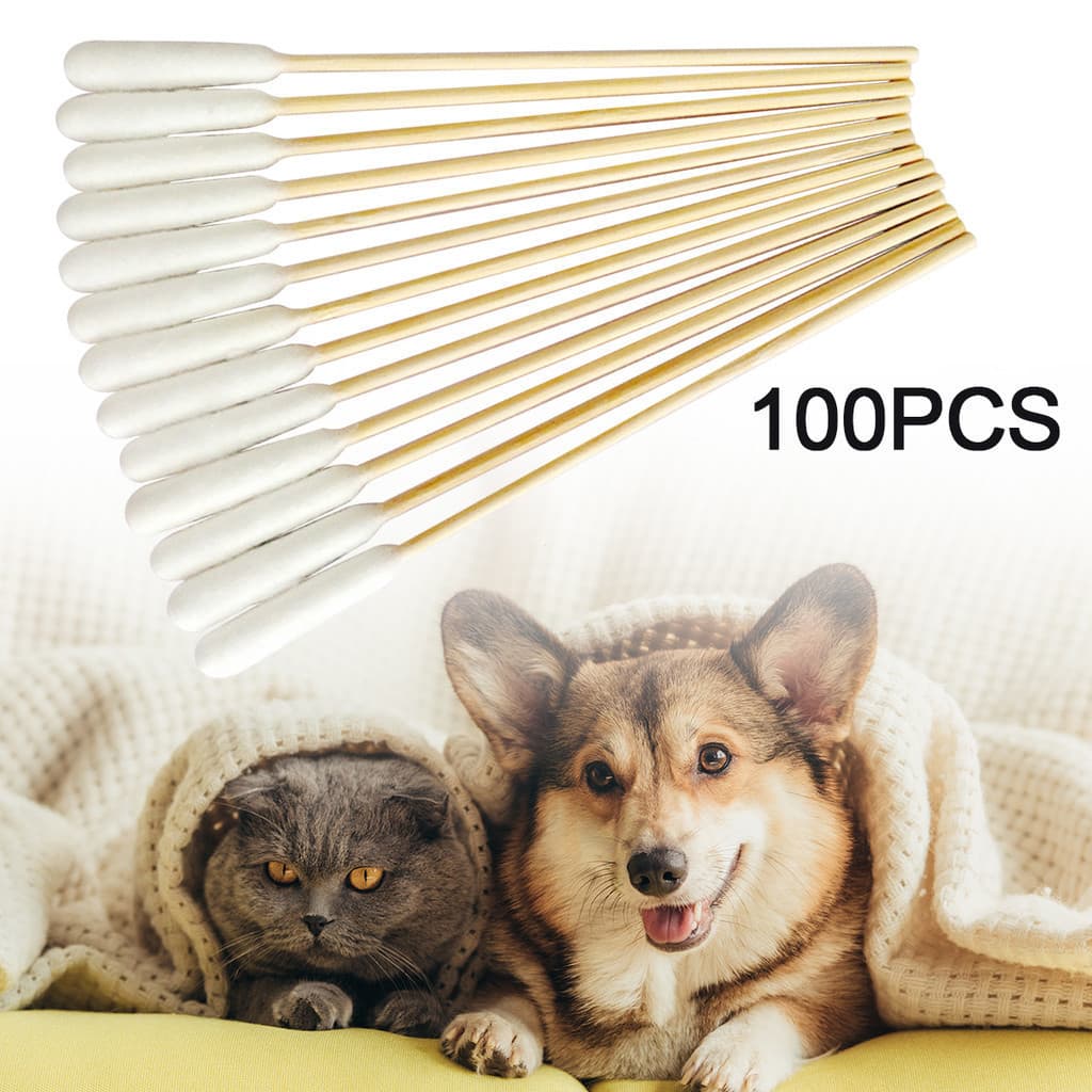100 Pcs Produtos De Limpeza De Orelha De Animal De Estimação Para Animais E Remoção De Manchas Com Cotonetes De Algodão