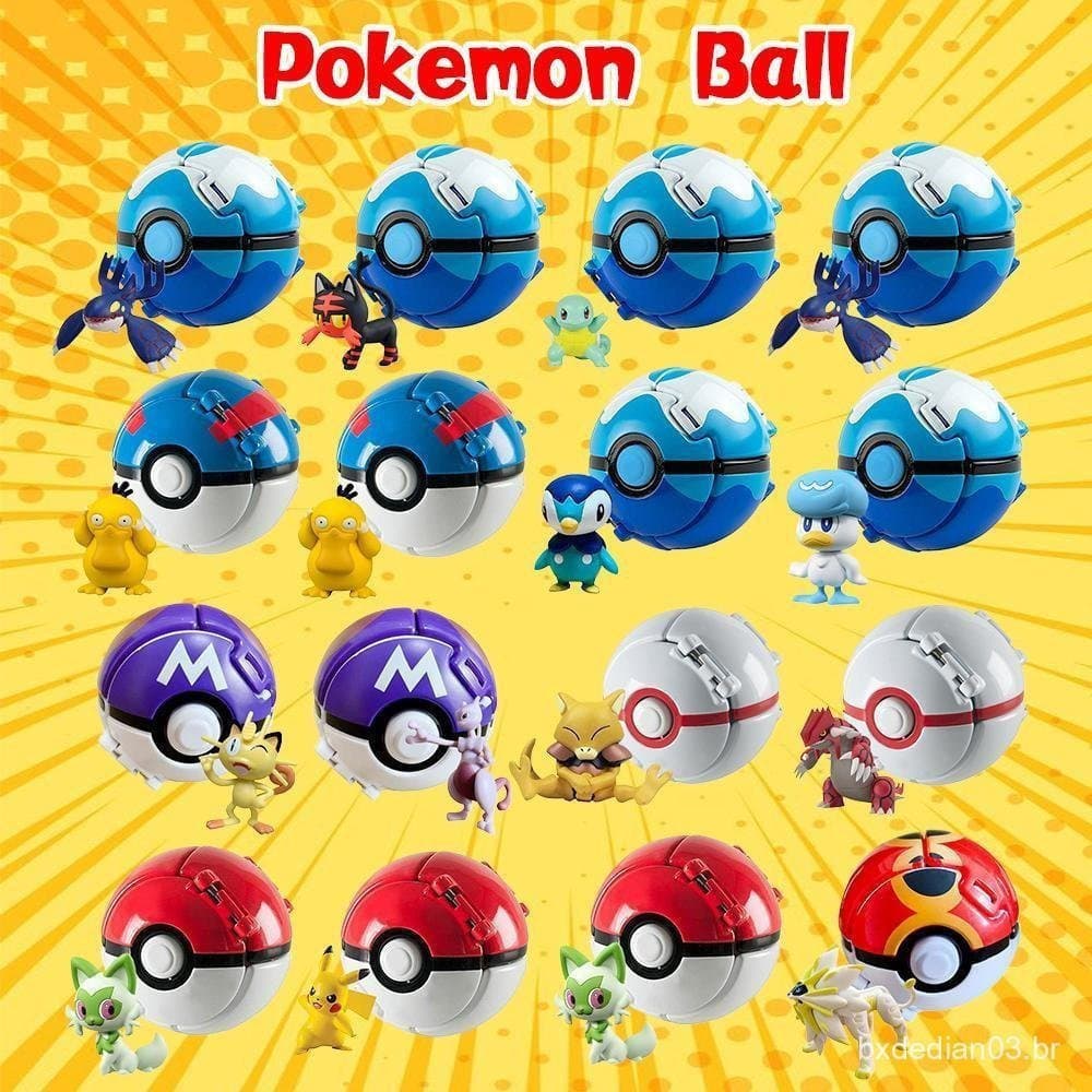 Jogue Pokeball Salte Automaticamente Com Figura Pokémon Pikachu Anime Ação H0i8