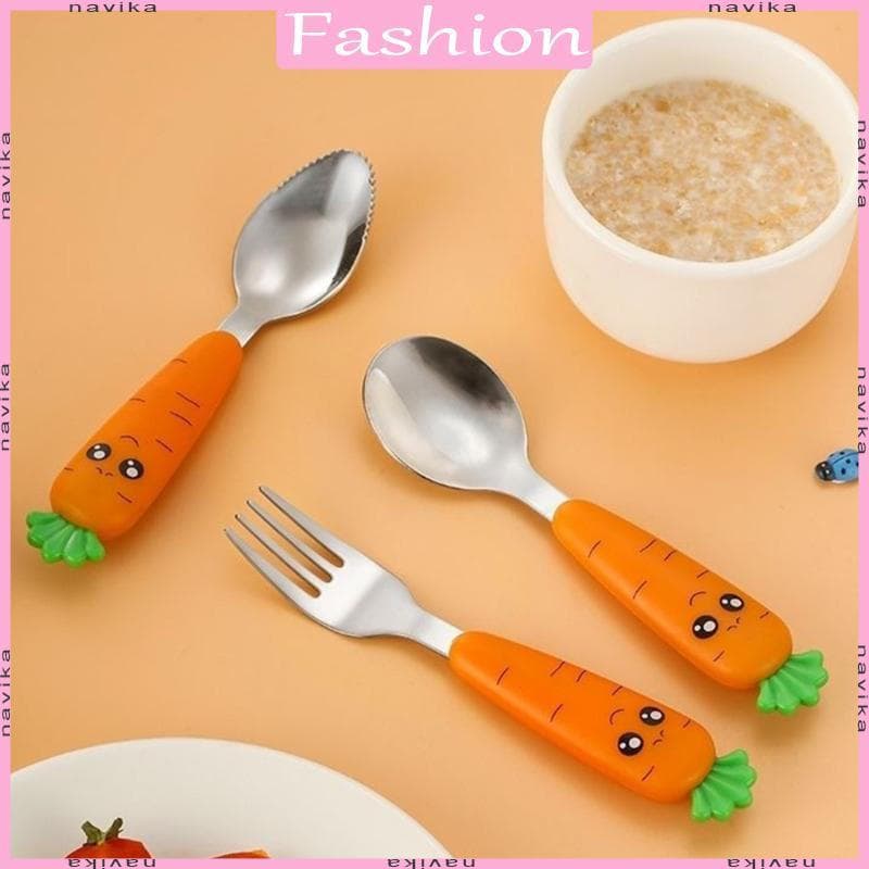 NA Talheres Para Crianças Colher De Alimentação Suplementar Treinamento De Autoalimentação Bebês Garfo Utensílios De Coz