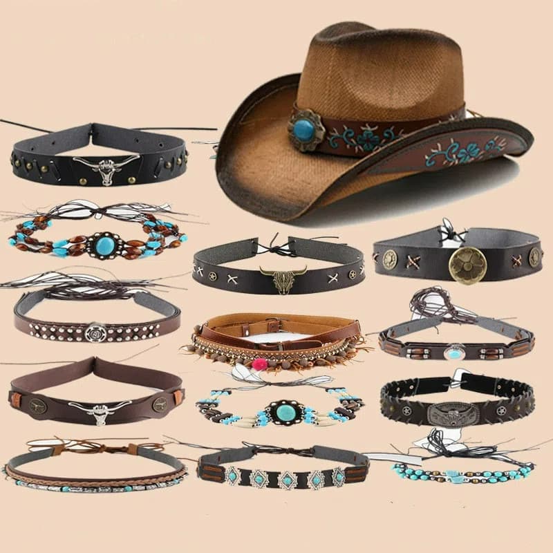 Faixas Decorativas para Chapéu Cowboy Ocidental Faixa country para Acessório de chapéu wester Faixa de chapéu