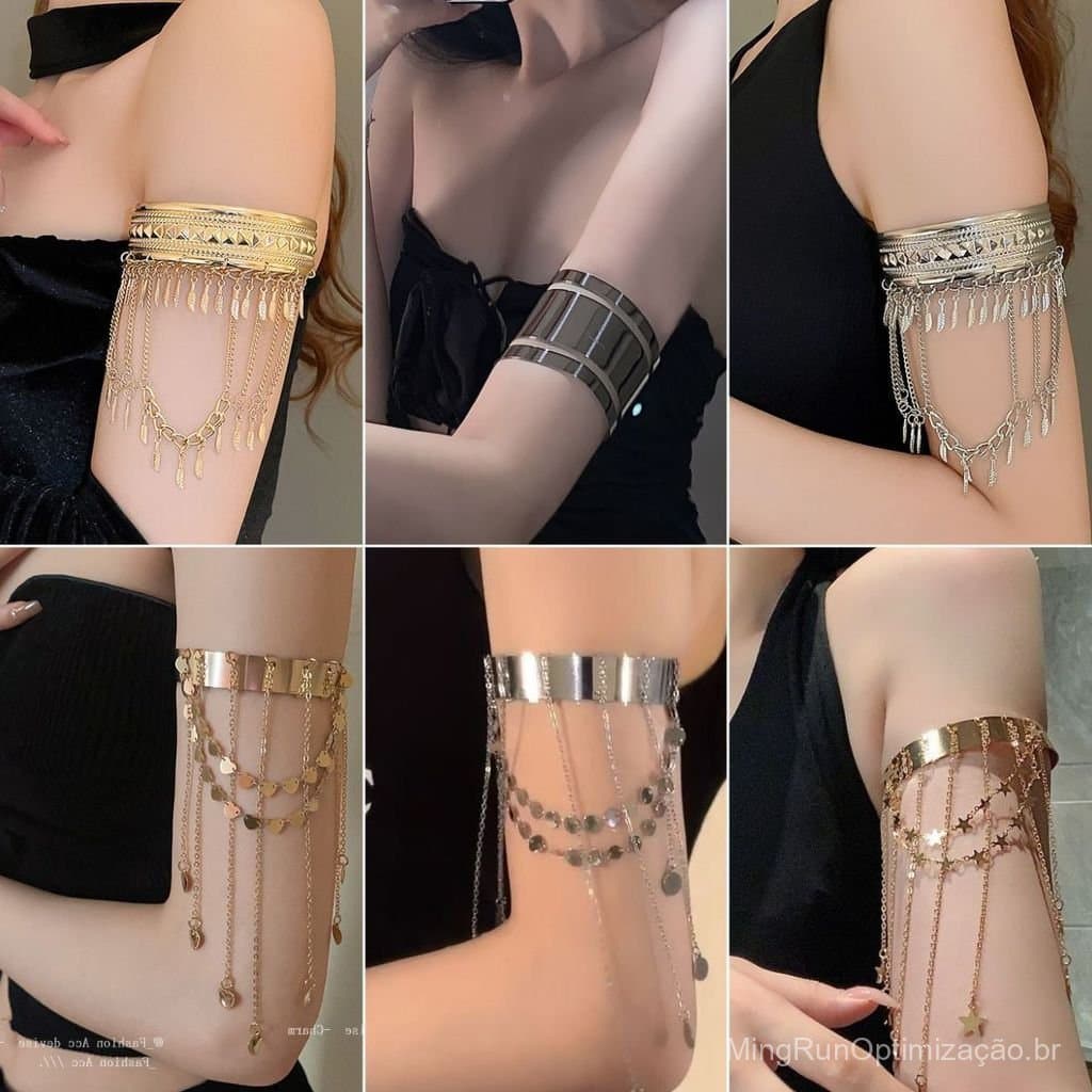 Pulseira aberta com franjas de penas e folhas, estilo luxuoso e sofisticado, acessório de moda punk para mulheres.
