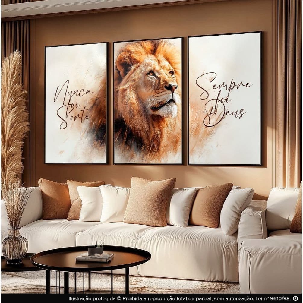 Quadro decorativo O leão nunca é um símbolo de sorte mas sempre um ser divino Decoração de parede