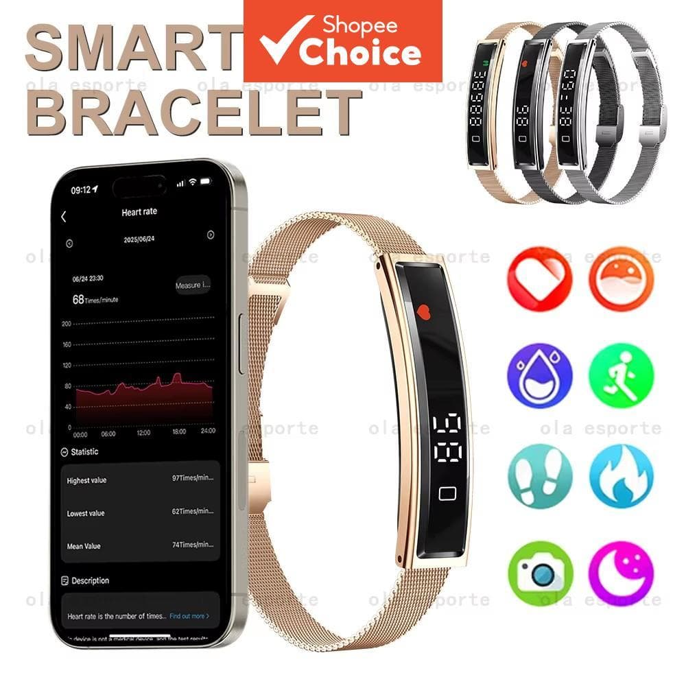 Nova Pulseira Inteligente Relógio Pedômetro Saúde Pulseira Inteligente Feminina Esportiva Fitness Impermeável Monitor