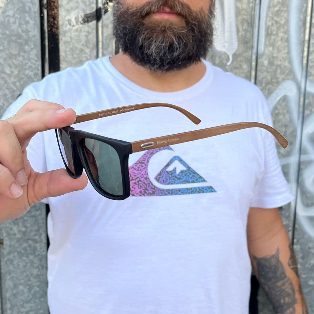 Óculos Sol Hang Loose Retro Vintage Bambu UV400 POL0184-C9
