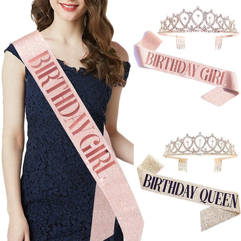 Conjunto De Faixa E Coroa Para Decoração De Aniversário/Meninas/Festa/Rainha