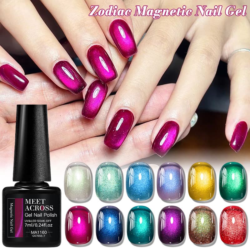 Conheça Através 7ml Zodíaco Olho De Gato Magnético Unha Polonês Gel Vibrante Shimmer Tom Holográfico Soak Off UV LED Ver