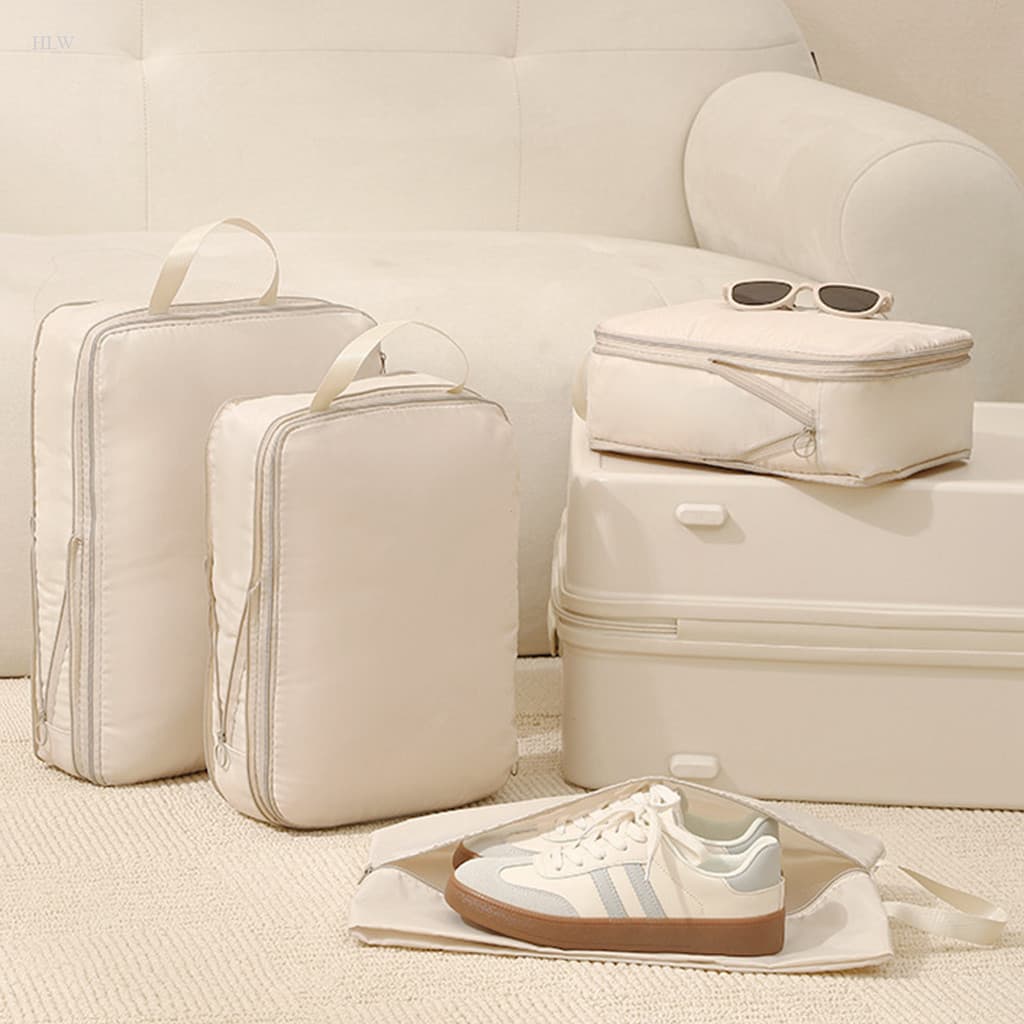 HLW 4Pcs/Set Saco De Viagem Organizador De Bagagem De Compressão Cubos De Embalagem Para