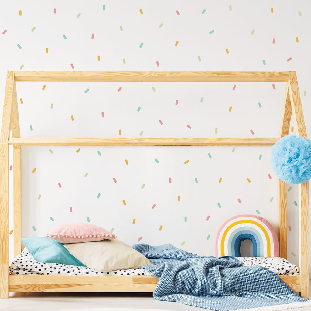 Adesivo de Parede Infantil Confetes Tons Arco-Íris 103 adesivos