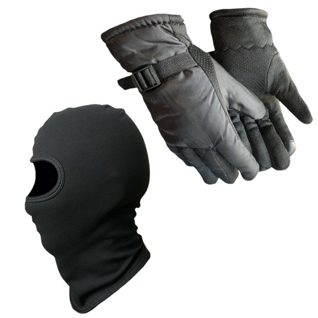 Kit Touca Ninja + Luva Impermeável Térmica Motoqueiro Frio Com Proteção Luva