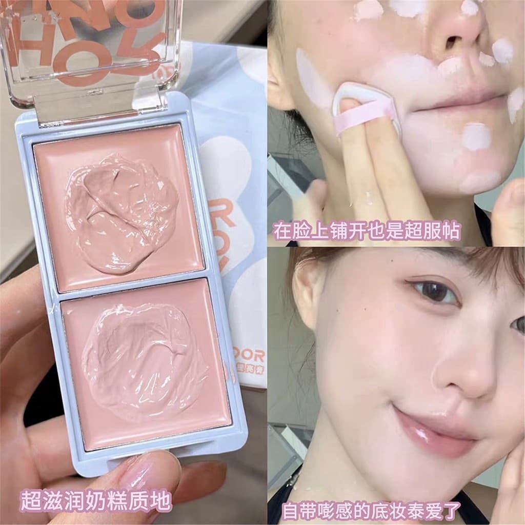 Venda quente Creme iluminador de duas cores transparente respirável cor brilho expansão cor corretivo Blush creme corret
