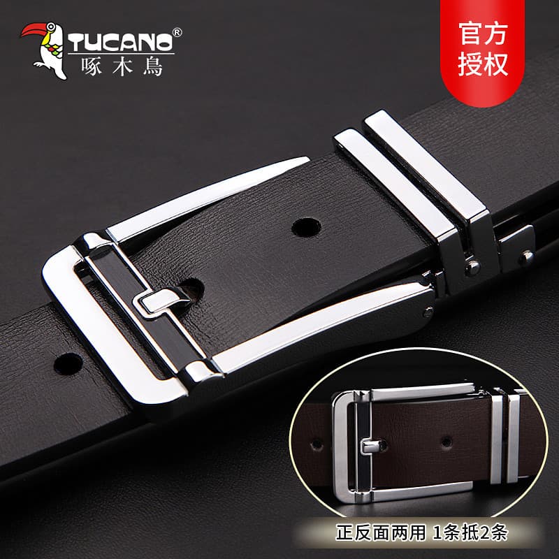 Cinto TUCANO/pecker masculino de couro genuíno com fivela de pino cinto de negócios Casual clássico All-Match calças cin