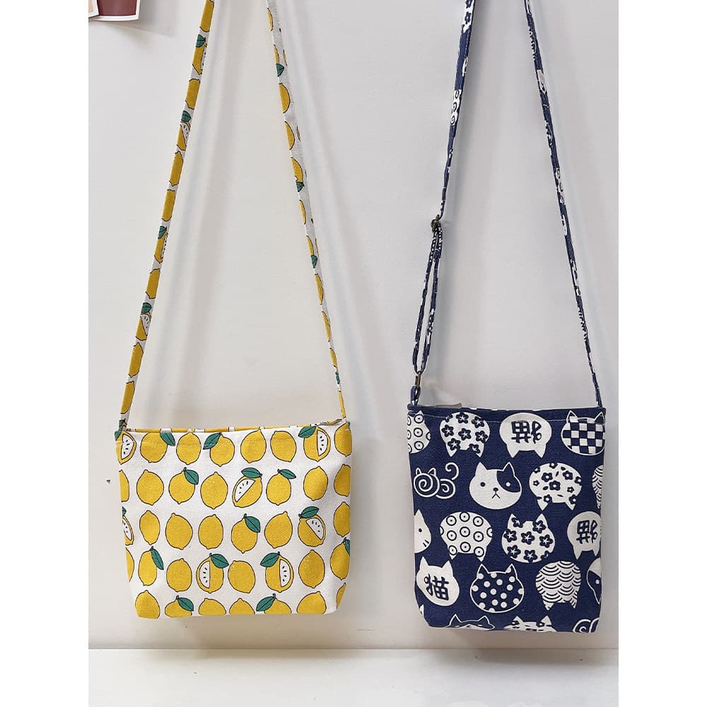 Bolsa para celular feminina mensageiro 2025 novo estilo elegante bolsa pequena desenho animado gato fofo estilo japonês