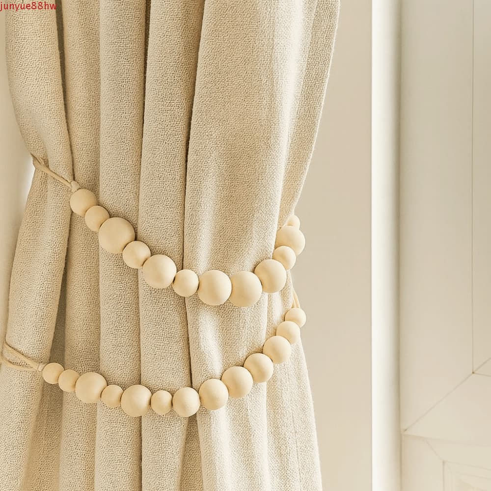 JUNYUE 2 Peças De Gravata De Cortina De Contas , Fivelas Estilo Fazenda Feitas À Mão , Minimalista