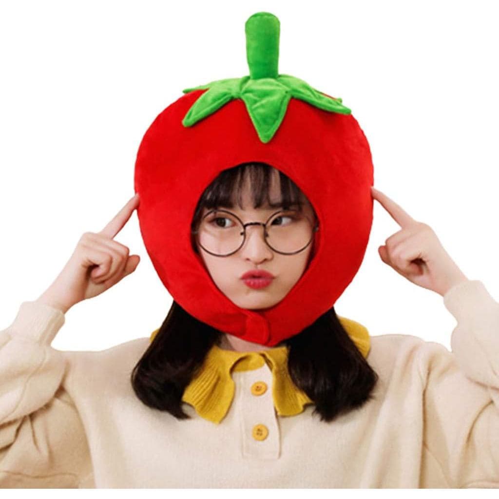 Adorável Forma De Tomate Chapéu De Pelúcia Engraçado Frutas Recheado Chapelaria Boné Foto Adereços Gorros Para Homem E M