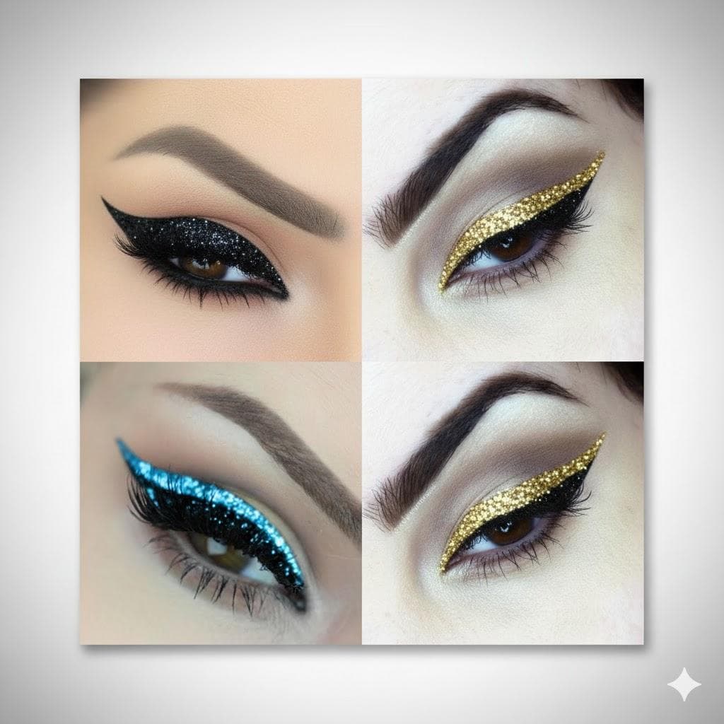 Kit Delineador Adesivo - 4 pares - Winehouse - 2 Preto,Azul,Dourado