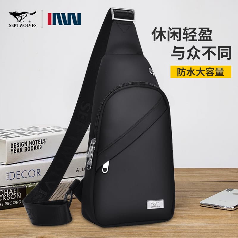Seven Wolves Bolsa de Peito Masculina Bolsa Mensageiro Street Wear Bolsa de Ombro Pequena Mochila Bolsa de Ombro Bolsa d