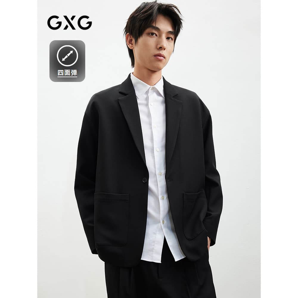 GXG Blazer masculino elástico de quatro lados com fivela de grão único e ombros ligeiramente caídos 25 primavera novo es